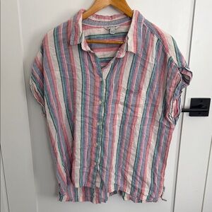 Orvis Pastel Multistripe Button-Up Shirt in Pink Blue Green Cream